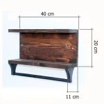 Suport prosop din lemn cod 1004 Homs 40 x 11 x 20 cm, Maro rustic - imagine 2