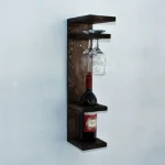 Suport sticla vin din lemn 1001 Homs 12 x 55 x 15 cm, Maro