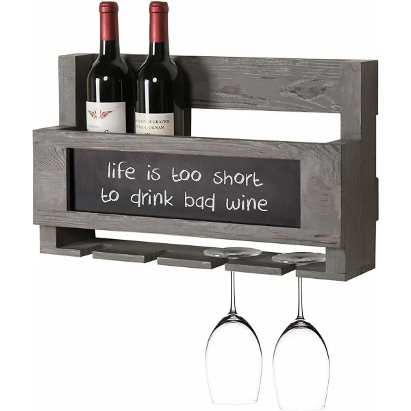 Suport sticle pentru perete din lemn Vino Homs 50 x 30 cm, gri antracit