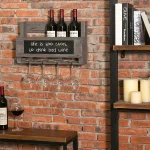 Suport sticle pentru perete din lemn Vino Homs 50 x 30 cm, gri antracit - imagine 4