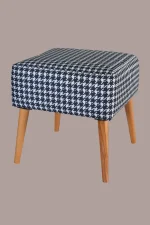 Taburet patrat imprimeu pepit Valencia Homs, 42 x 45 x 42 cm alb-negru - imagine 3