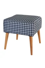 Taburet patrat imprimeu pepit Valencia Homs, 42 x 45 x 42 cm alb-negru