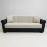 Canapea extensibila 3 loc cu spatiu de depozitare – stofa negru si bej – Country - imagine 7